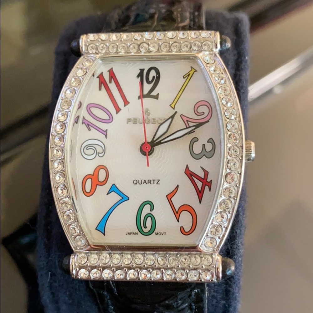 Peugeot Crystal Bezel Stainless Steel Watch